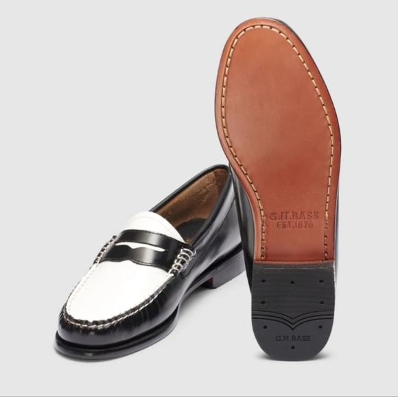 "Reduced" - G.H. Bass Weejuns loafers - WOMENS WHITNEY blk/white - Picture 8 of 9